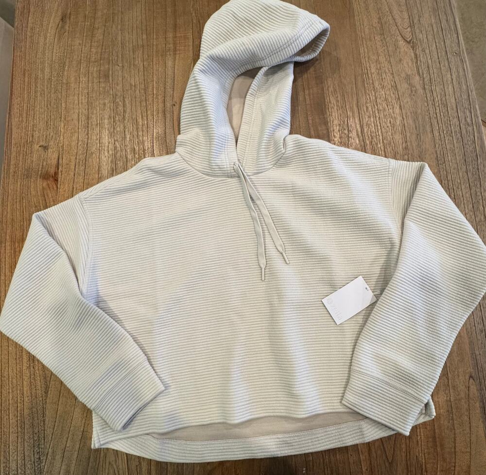 Zella Ottoman Cotton Blend Ribbed Hoodie - Size L - Picture 1 of 4